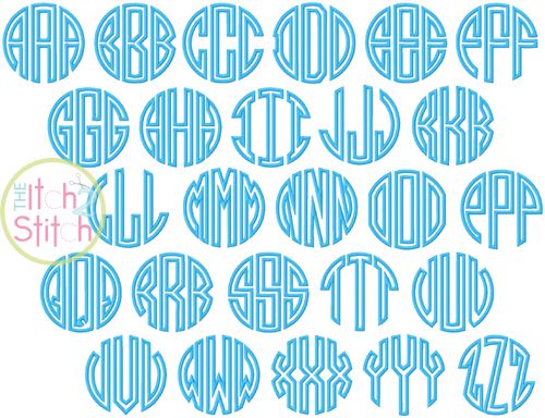 Natural Circle Monogram Applique Font | Machine Embroidery Designs by JuJu