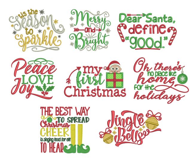 Christmas Word Art Set 4 Machine Embroidery Designs by JuJu
