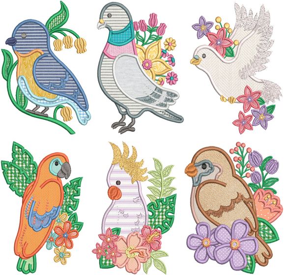 Birds Applique 2 | Machine Embroidery Designs by JuJu