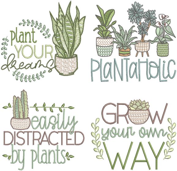 Plant Lovers Word Art 3 | Machine Embroidery Designs by JuJu