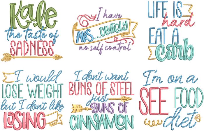 Diet Word Art 3 | Machine Embroidery Designs by JuJu