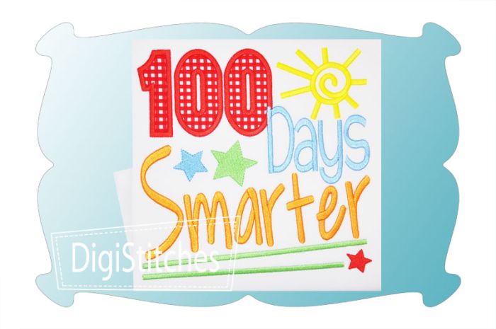 100 Days Smarter Boy Applique | Machine Embroidery Designs by JuJu