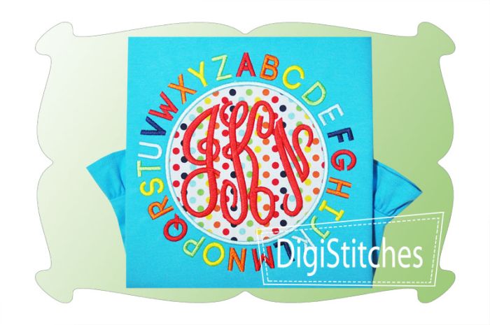 Alphabet Circle Monogram Applique | Machine Embroidery Designs by JuJu