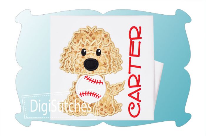 Baseball Dog Boy Applique | Machine Embroidery Designs by JuJu