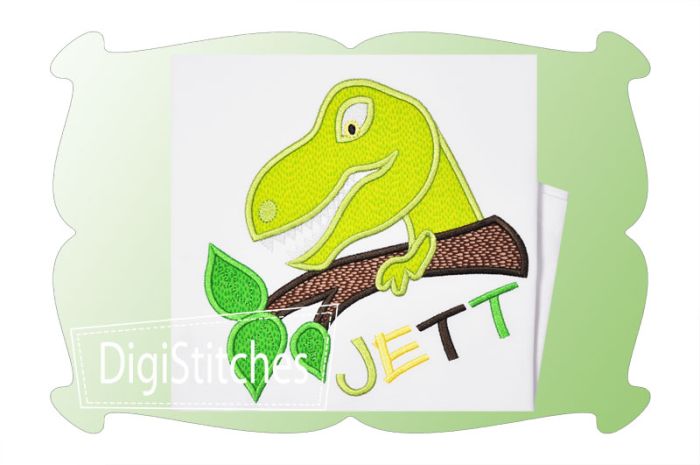 Dinosaur Hiding Behind A Tree Applique | Machine Embroidery Designs by JuJu