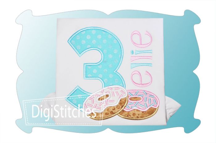 Doughnut Birthday Numbers Applique | Machine Embroidery Designs by JuJu