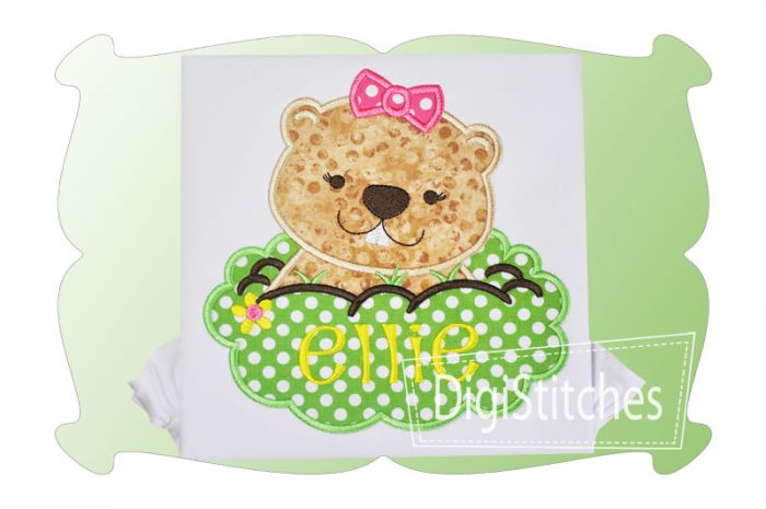 Groundhog Girl Applique | Machine Embroidery Designs by JuJu