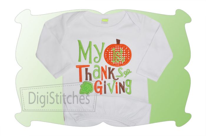 My First Thanksgiving 2 Applique | Machine Embroidery Designs by JuJu