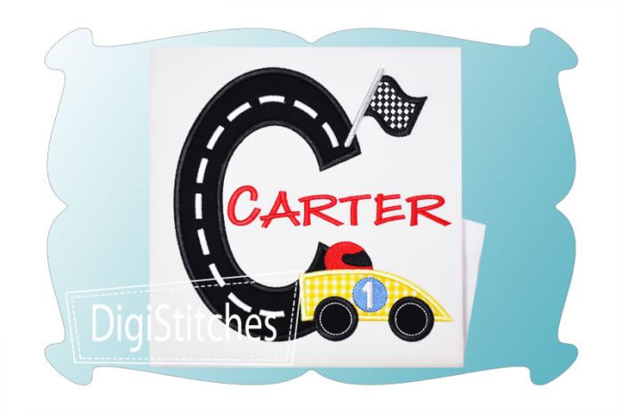 Race Track Applique Alphabet | Machine Embroidery Designs by JuJu