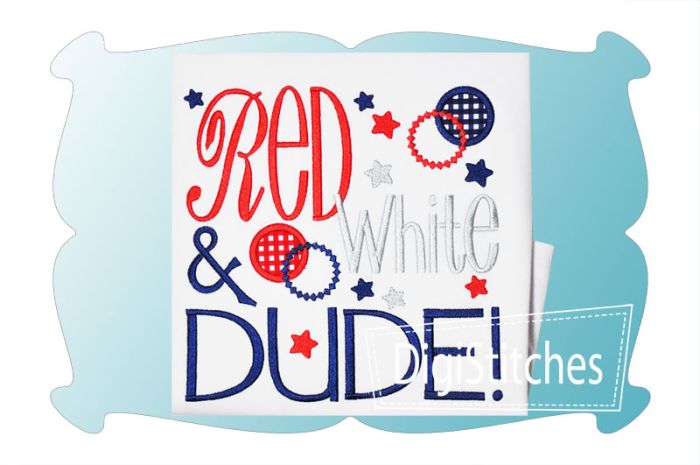 Red White and Dude Applique | Machine Embroidery Designs by JuJu