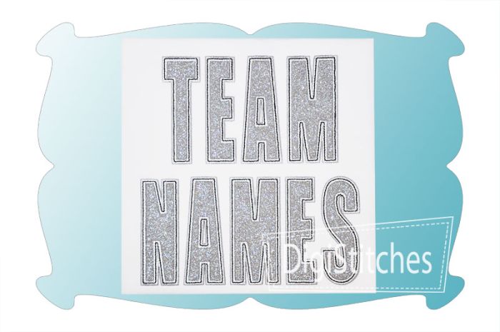 Team Names Applique Font | Machine Embroidery Designs by JuJu