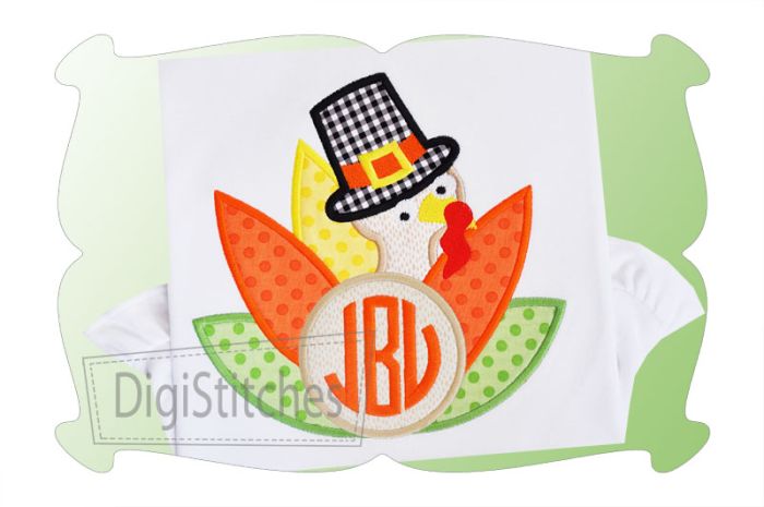 Turkey Monogram Applique | Machine Embroidery Designs by JuJu