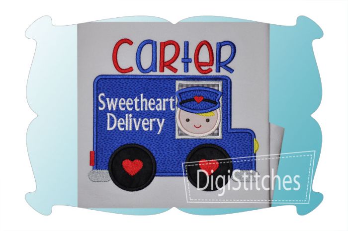Valentine Mail Truck Applique | Machine Embroidery Designs by JuJu