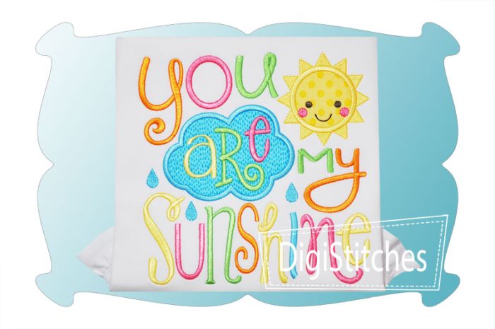 You Are My Sunshine Girl Applique | Machine Embroidery Designs by JuJu