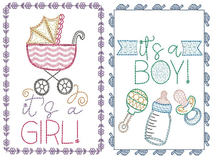 Baby Greeting Cards 3 | Machine Embroidery Designs by JuJu