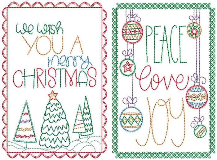 Christmas Greeting Cards 13 | Machine Embroidery Designs by JuJu