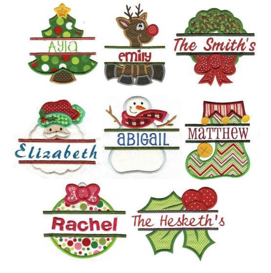 Split Christmas Applique Machine Embroidery Designs by JuJu 