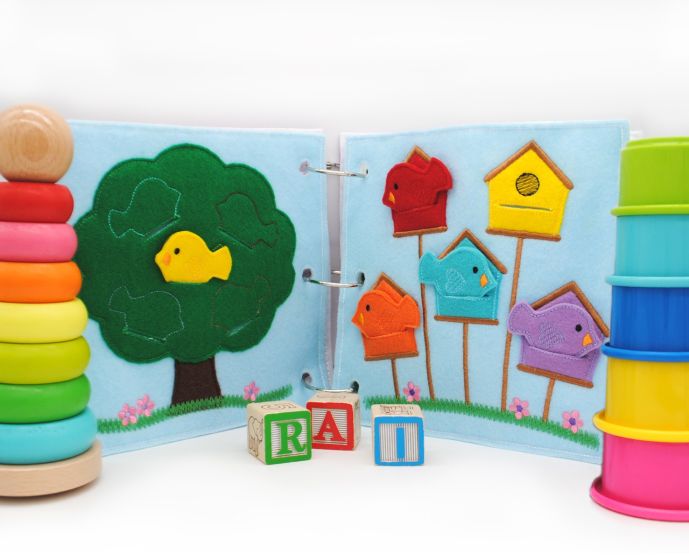 Busy Book Page Birdhouse Coloring Deluxe | Machine Embroidery Designs by JuJu