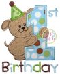 First Birthday Puppy Applique | Machine Embroidery Designs by JuJu