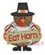 Turkey Eat Ham Applique | Machine Embroidery Designs by JuJu