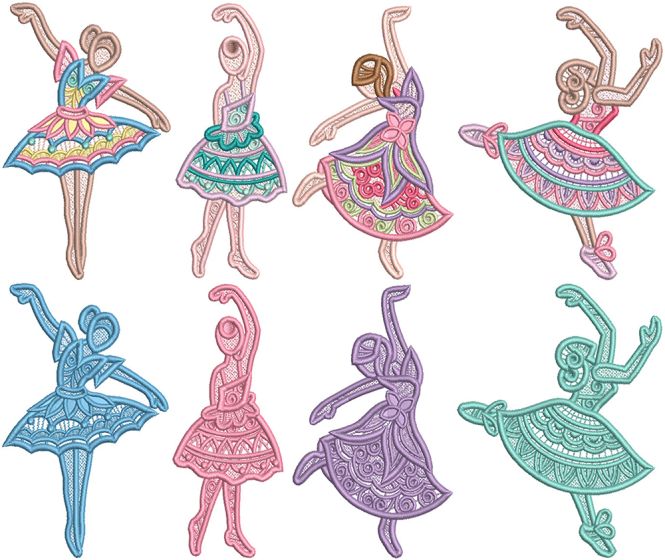 Free Standing Lace Ballerinas 1 | Machine Embroidery Designs by JuJu