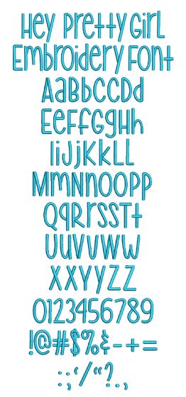 Hey Pretty Girl Embroidery Font Machine Embroidery Designs by JuJu