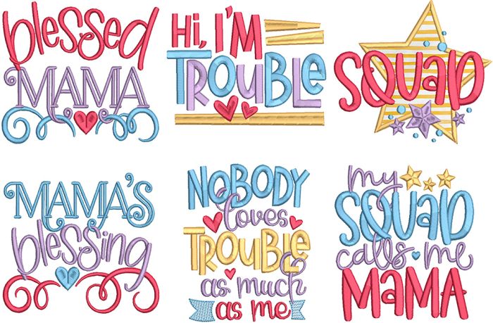 Mom and Me Word Art 1 | Machine Embroidery Designs by JuJu