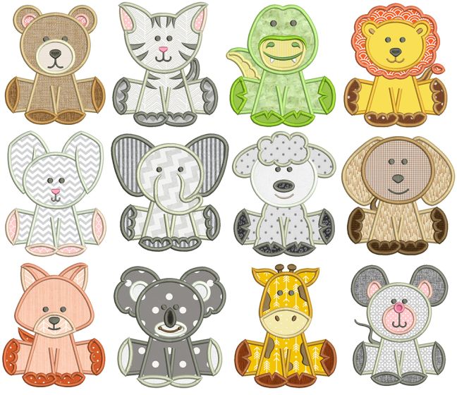 Cute Animals Applique Machine Embroidery Designs By JuJu