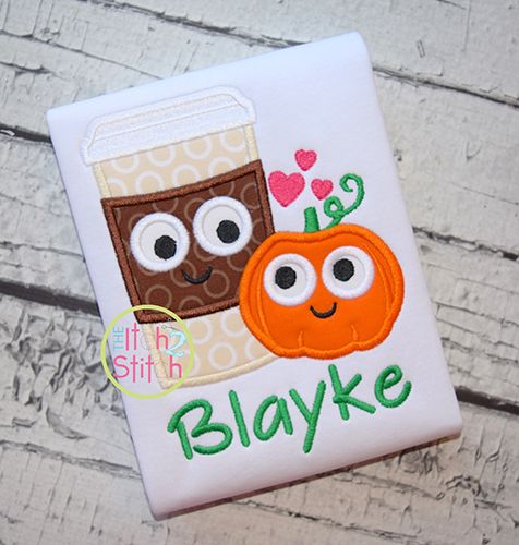 Pumpkin Spice Latte Applique | Machine Embroidery Designs by JuJu