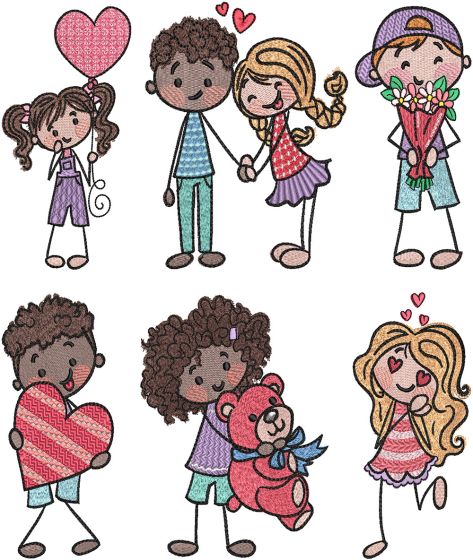 Valentines Stix People | Machine Embroidery Designs by JuJu