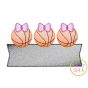 Basketball Bow Trio Banner Sketch Embroidery Design | Machine Embroidery Designs by JuJu