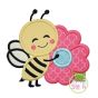 Bee Hugs Flower Applique | Machine Embroidery Designs by JuJu