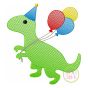 Birthday T-Rex Sketch | Machine Embroidery Designs by JuJu
