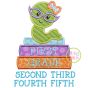 Bookworm Elementary Grades Girl Applique Design Set