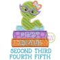 Bookworm Elementary Grades Girl Applique Design Set