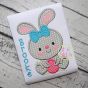I2S Bunny Girl Holding Egg 2 Applique | Machine Embroidery Designs by JuJu