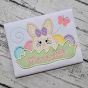 Bunny in the Grass Girl Applique | Machine Embroidery Designs by JuJu