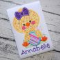 Chick Girl Holding Egg Applique | Machine Embroidery Designs by JuJu