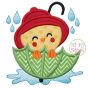 Itch 2 Stitch Chick In Umbrella Applique Digital Embroidery Machine Designs by JuJu