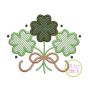 Clover Trio with Bow Applique Design | Machine Embroidery Designs by JuJu
