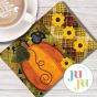 ITH Chunky Pumpkin And Sunflowers Mug Rug | Machine Embroidery Designs by JuJu