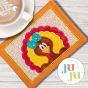 ITH Peeking Turkey Girl Mug Rug | Machine Embroidery Designs by JuJu