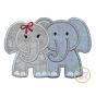 Elephant Pair Applique Digital Machine Embroidery Designs by JuJu