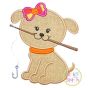 Fishing Puppy Girl Applique | Machine Embroidery Designs by JuJu