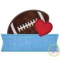 Football Heart Banner Applique Design | Machine Embroidery Designs by JuJu