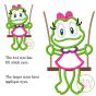 Froggie in the Swing Girl Applique | Machine Embroidery Designs by JuJu