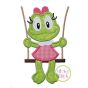 Froggie in the Swing Girl Applique | Machine Embroidery Designs by JuJu