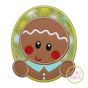 Gingerbread Oval Boy Applique | Machine Embroidery Designs by JuJu
