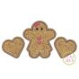 Gingerbread Girl Hearts Trio Applique | Machine Embroidery Designs by JuJu