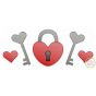 Heart Lock and Keys Sketch | Machine Embroidery Designs by JuJu